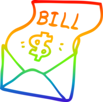 rainbow gradient line drawing of a cartoon bill in envelope png