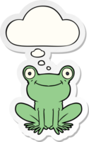 dessin animé grenouille avec pensée bulle comme une imprimé autocollant png