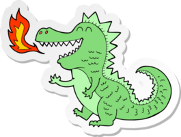 adesivo de um dragão cuspidor de fogo de desenho animado png