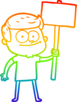 regnbåge lutning linje teckning av en tecknad serie Lycklig man med plakat png
