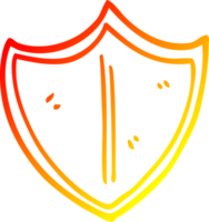 warm gradient line drawing of a cartoon shield png