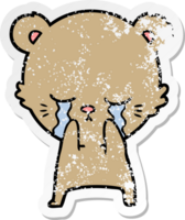 vinheta angustiada de um urso de desenho animado chorando png