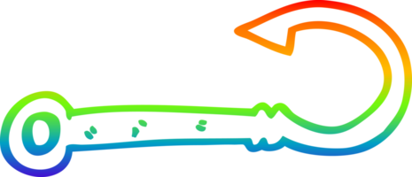 rainbow gradient line drawing of a cartoon fish hook png