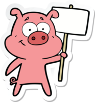 sticker of a happy cartoon pig png