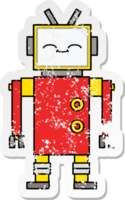 distressed sticker of a cute cartoon robot png