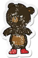 autocollant rétro en détresse d'un mignon petit ours de dessin animé png