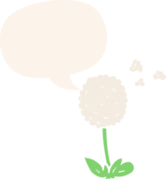 cartoon flower with speech bubble in retro style png