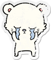 distressed sticker of a crying cartoon polarbear png