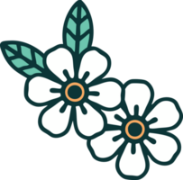 iconic tattoo style image of flowers png