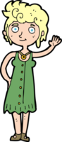 Cartoon-Hippie-Frau winkt png