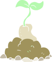 flat color illustration of sprouting seed png