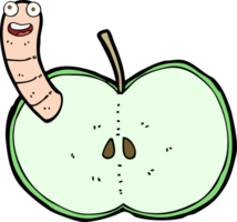 Cartoon-Apfel mit Wurm png