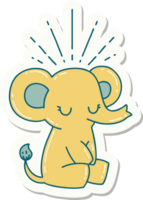 pegatina de un lindo elefante estilo tatuaje png