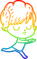 rainbow gradient line drawing of a cartoon woman png