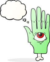 hand drawn thought bubble cartoon spooky eye hand png