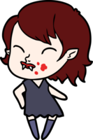 Cartoon-Vampir-Mädchen mit Blut auf der Wange png