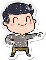 distressed sticker of a cartoon friendly man png