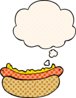 cartoon hotdog with thought bubble in comic book style png