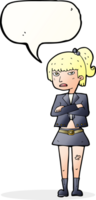 cartoon cool girl with speech bubble png