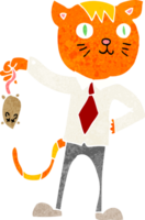 cartoon business cat with dead mouse png