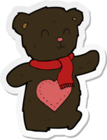 sticker van een cartoon witte teddybeer met liefdeshart png