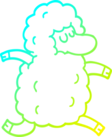 cold gradient line drawing of a cartoon black sheep png