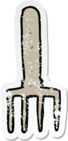distressed sticker of a cartoon fork png