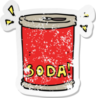 autocollant en détresse d'une canette de soda de dessin animé png