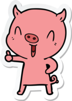 adesivo di un maiale cartone animato felice png