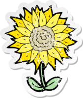 retro distressed sticker of a cartoon flower png