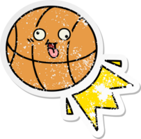 pegatina angustiada de un lindo baloncesto de dibujos animados png