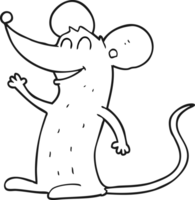 hand drawn black and white cartoon mouse png