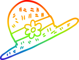 rainbow gradient line drawing of a cartoon straw hat png