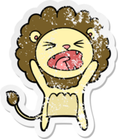 distressed sticker of a cartoon lion png