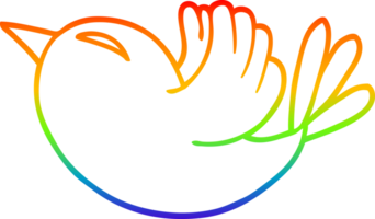 rainbow gradient line drawing of a cartoon red bird png