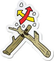 sticker of a how to start a fire with two sticks png