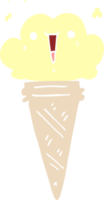 flat color style cartoon ice cream with face png