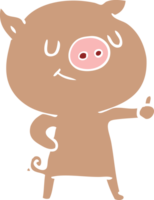 porco de desenho animado de estilo de cor plana feliz png