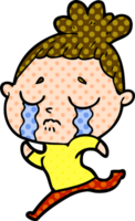 cartoon crying woman running away png