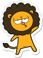 sticker of a cartoon tired lion png