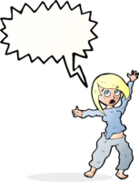 cartoon frightened woman with speech bubble png