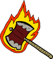 machado flamejante dos desenhos animados png