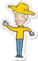 sticker of a cartoon man in outback hat png