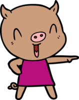 happy cartoon pig in dress png