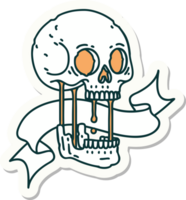 tattoo style sticker with banner of a skull png