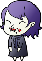 cartoon vampire girl with blood on cheek png