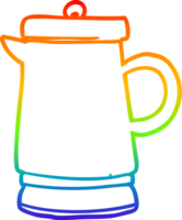 rainbow gradient line drawing of a old metal kettle png