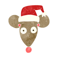 hand retro cartoon mouse in christmas hat png