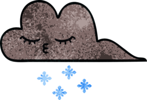 retro grunge structuur tekenfilm van een storm sneeuw wolk png