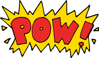 cartoon doodle word pow png